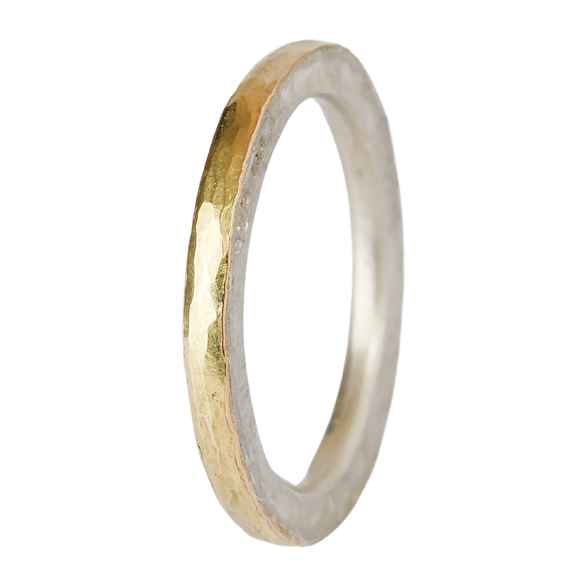 Stackrings silver with - 18ct yellow gold