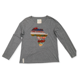Ladies Top-Long Sleeve-Grey-Multi Africa