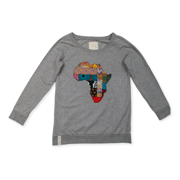 Ladies Top-Long Sleeve-Grey-Multi Africa