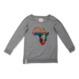 Ladies Top-Long Sleeve-Grey-Multi Africa
