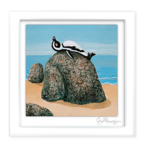 Reclining Penguin Framed 19X19