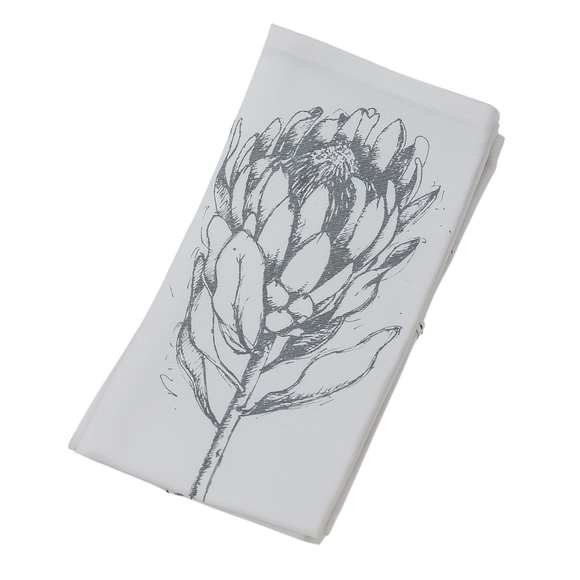 Napkins Set4-Grey on White-42X42cm-Various Designs