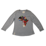 Ladies Top-Long Sleeve-Grey-Multi Africa