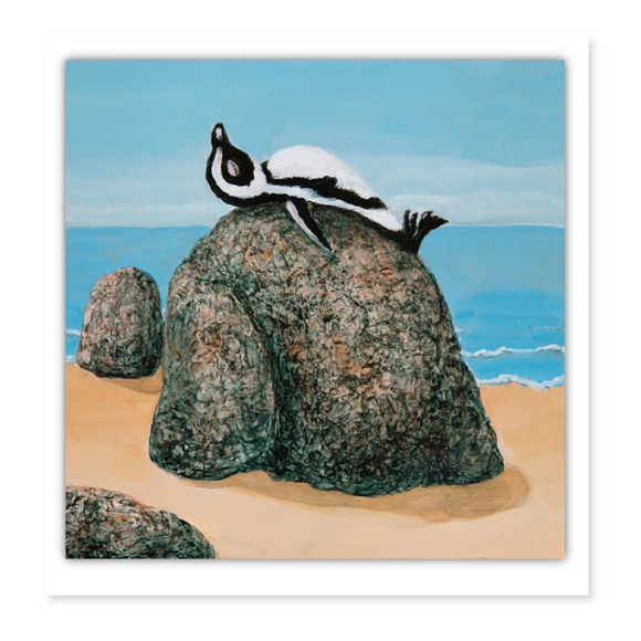 Board Mounted-19X19 Reclining Penguin-Unframed