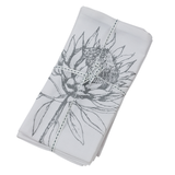 Napkins Set4-Grey on White-42X42cm-Various Designs