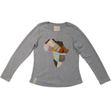 Ladies Top-Long Sleeve-Grey-Multi Africa