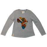 Ladies Top-Long Sleeve-Grey-Multi Africa