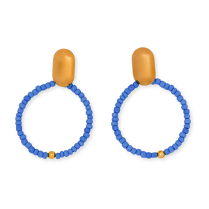 Earrings-Blue-Bead Hoops