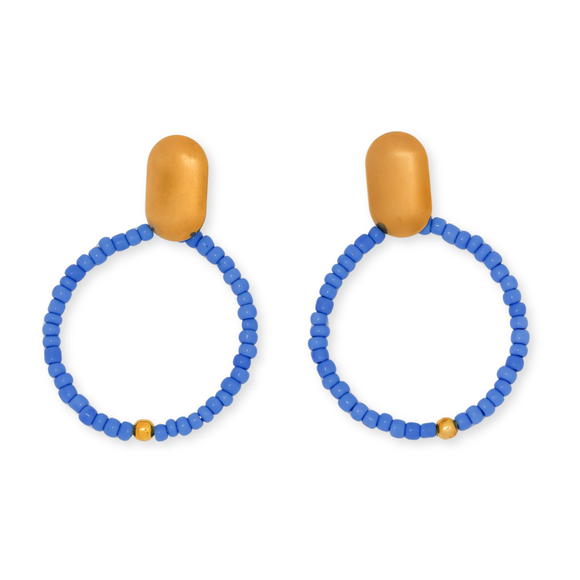 Earrings-Blue-Bead Hoops