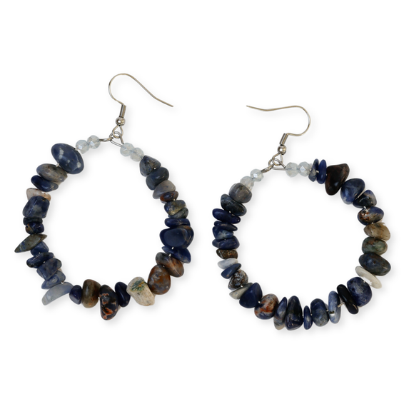 Earrings-Stone Purple Hoops