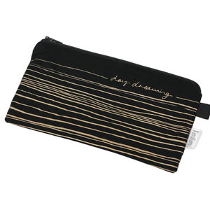 Pencil Bag-Gold on Black-Medium