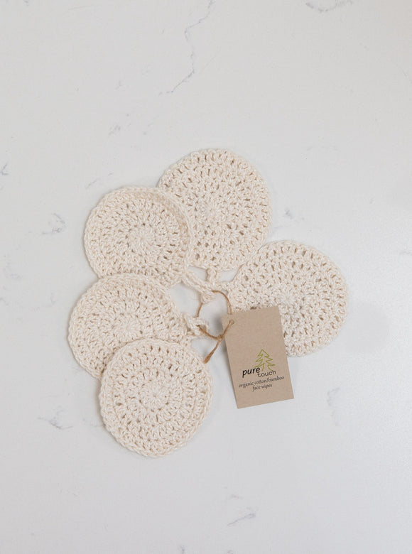 Face Wipes-Sml-Pkt5-Bamboo/Cotton